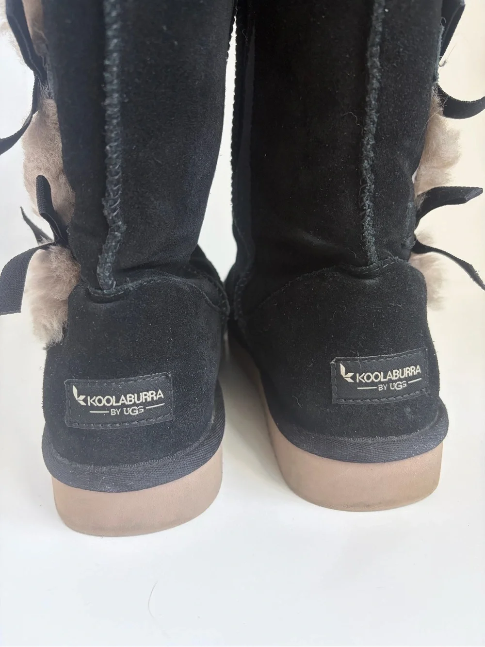 Koolaburra by Ugg Victoria Tall Black Suede Boots w/ Bow Accent Womens size 9